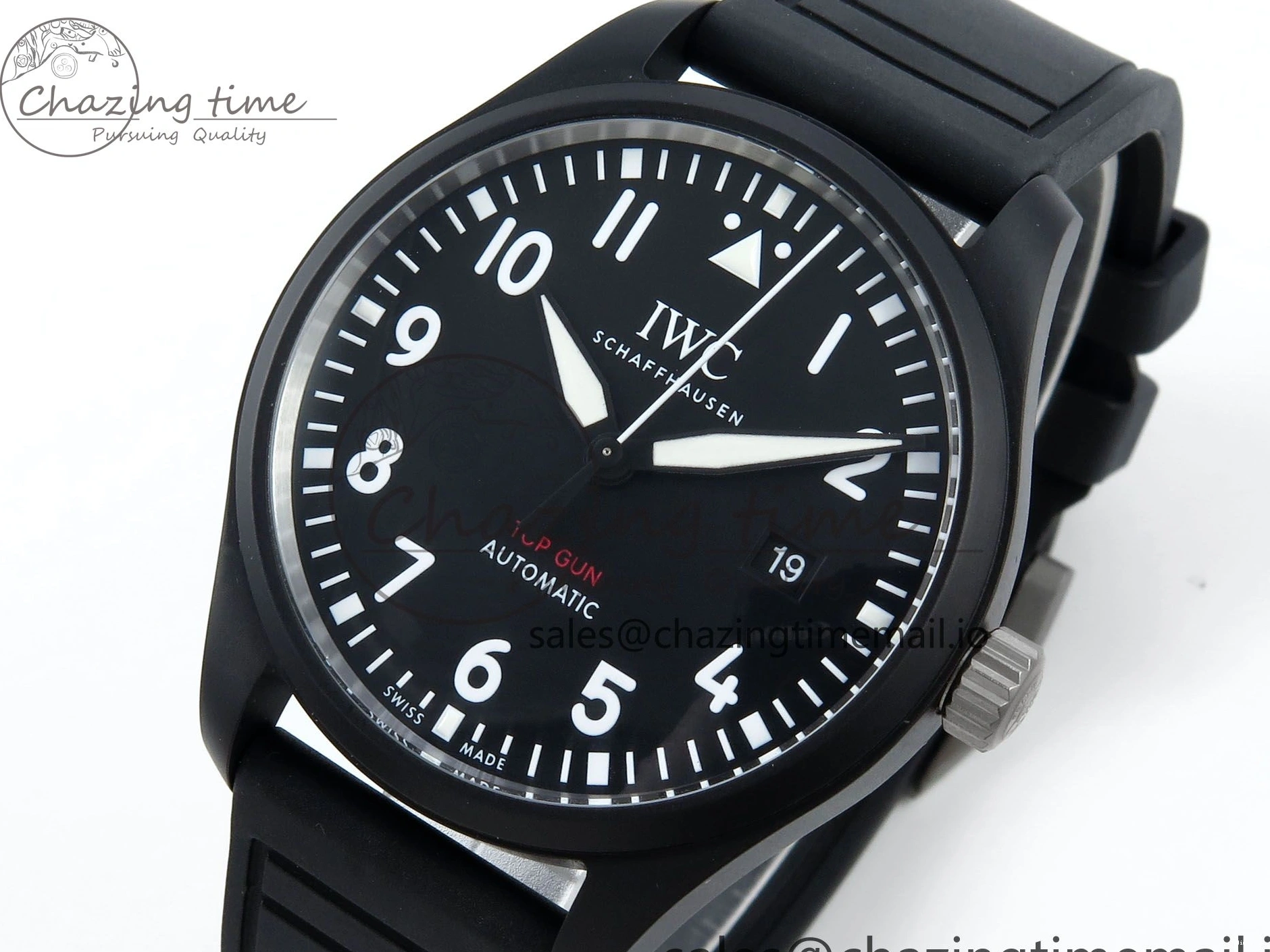 MIROTIME 0424 Pilot Top Gun IW326901 M+F 1:1 Best Edition Black Dial on Black Rubber Strap A SportInspired 6999